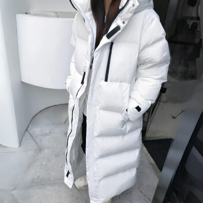 Damen Winter Kapuzen Puffer Mantel | Lang