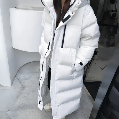 Damen Winter Kapuzen Puffer Mantel | Lang