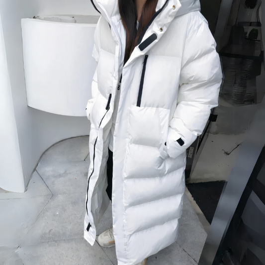 Damen Winter Kapuzen Puffer Mantel | Lang