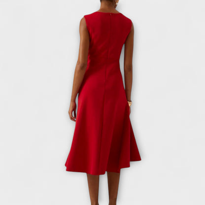 Damen Kleid | Ärmellos Drapiert Midi