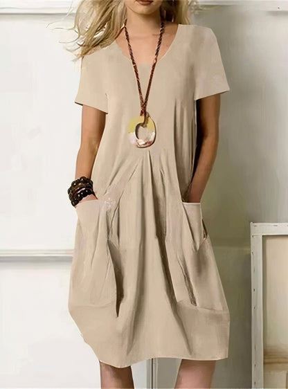 Damen Kleid | V-Ausschnitt Taschen