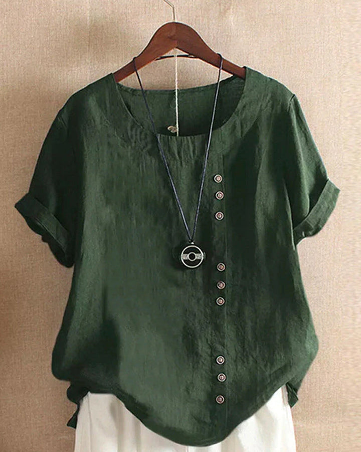 Damenbluse | Kurzarm mit Knopfdetail