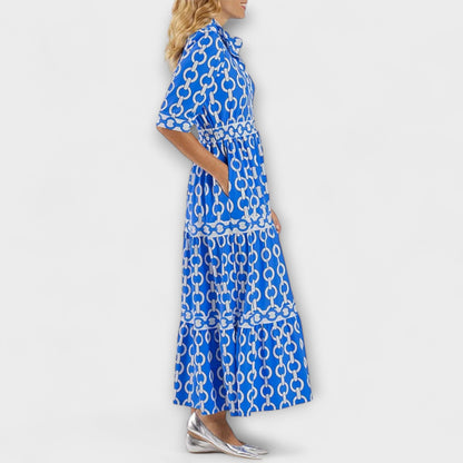 Damen Kleid | Kettenmuster 3/4-Ärmel Maxi
