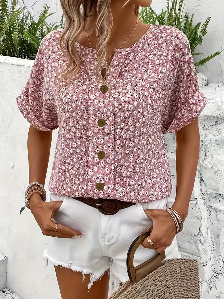 Damenbluse | Kurzarm mit Blumenmuster
