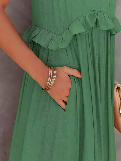 Damen Kleid | Halter Rüschen Maxi