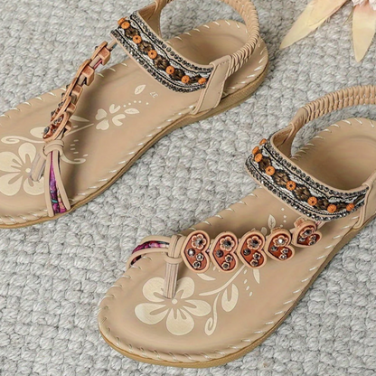 Damen Sandalen | Blumen Zierdetail