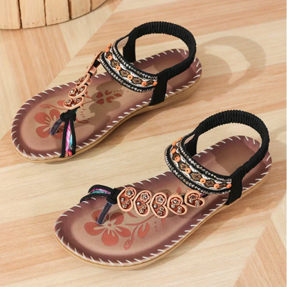 Damen Sandalen | Blumen Zierdetail