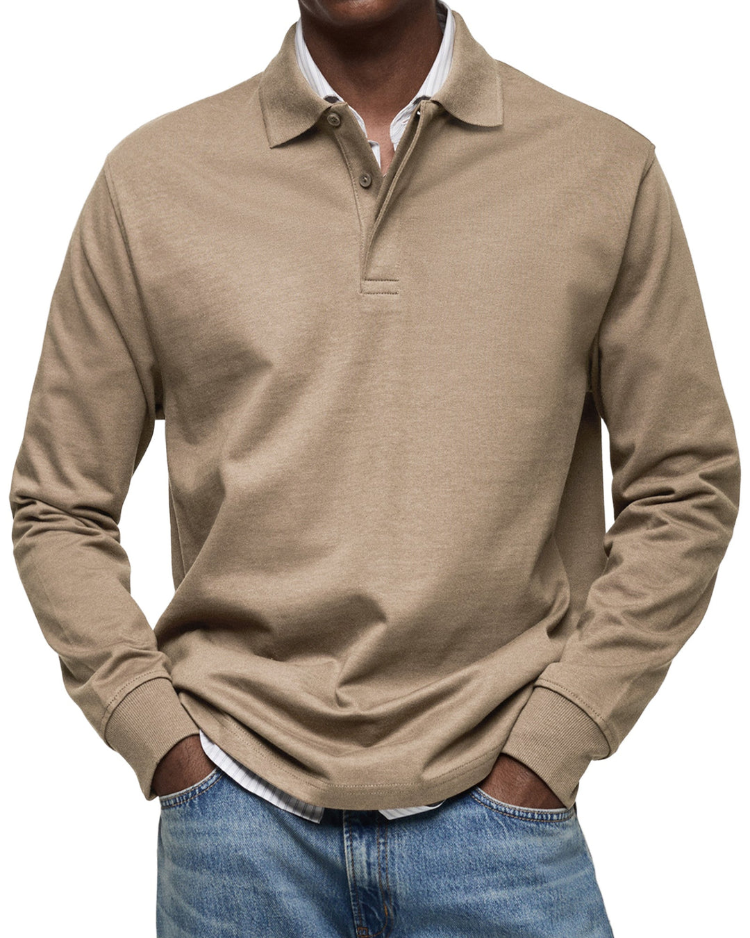 Herren Poloshirt | Langarm Knopfleiste Kragen