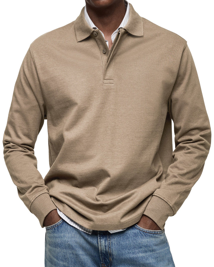 Herren Poloshirt | Langarm Knopfleiste Kragen