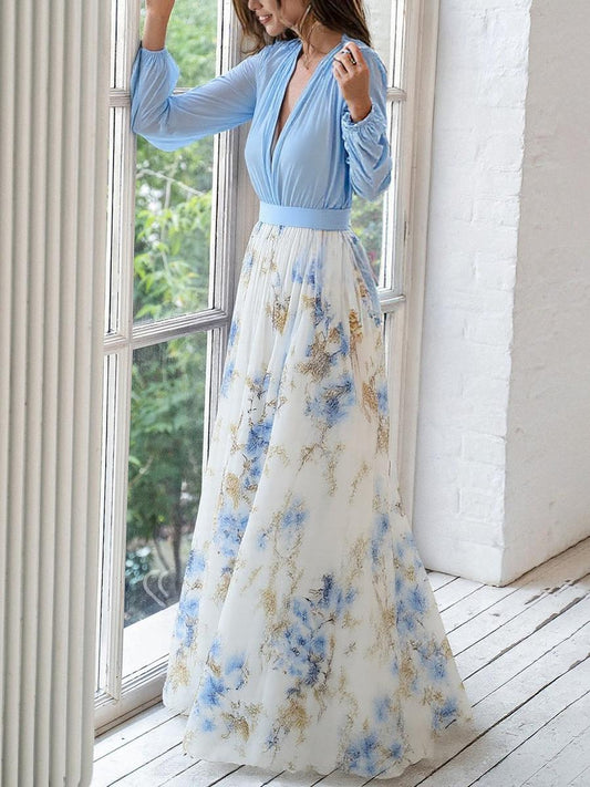 Damen Kleid | Blumenmuster Tailliert Maxi