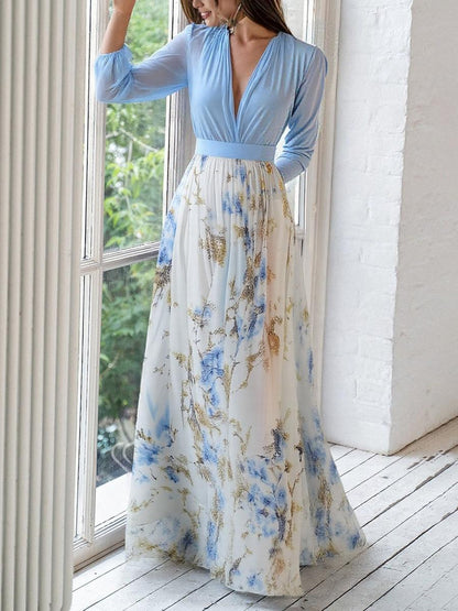 Damen Kleid | Blumenmuster Tailliert Maxi
