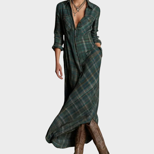 Damen Kleid | Maxi mit Karomuster
