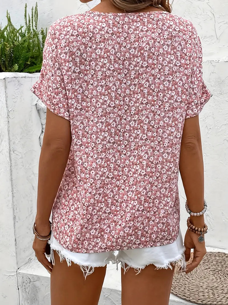 Damenbluse | Kurzarm mit Blumenmuster