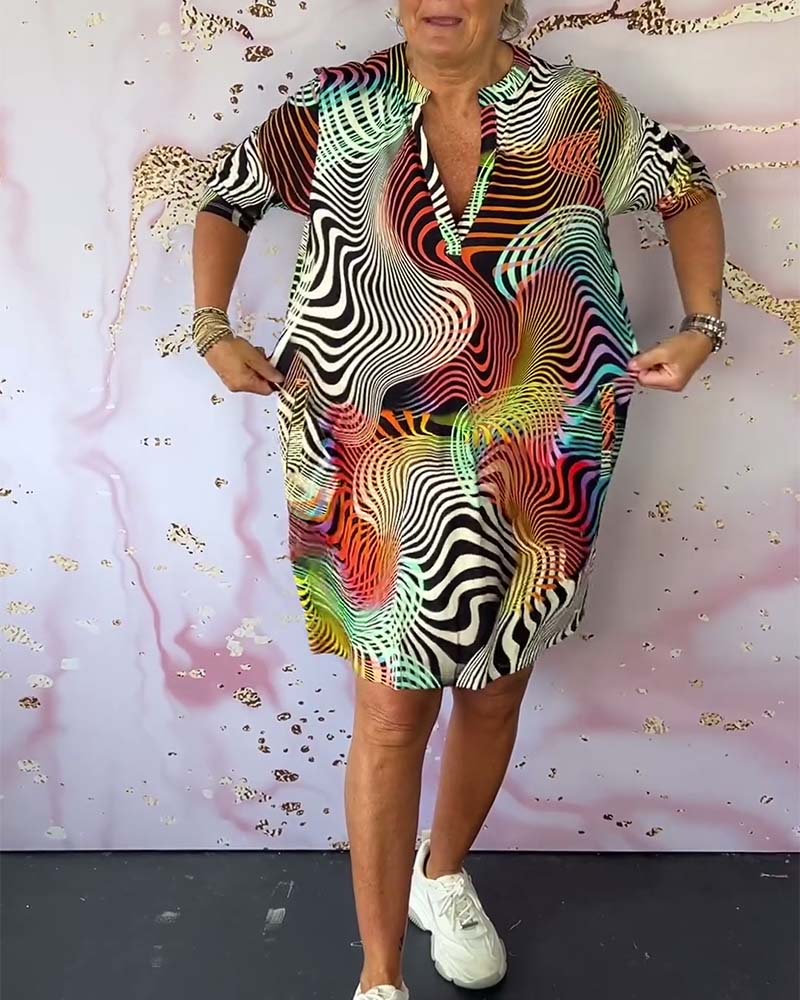 Damen Kleid | Wellenmuster Seitentaschen