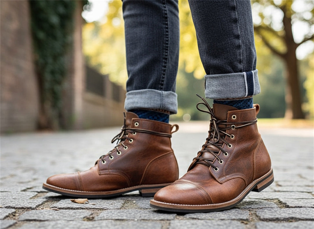 Herrenstiefel | Schnürung Vintage Nahtdetail