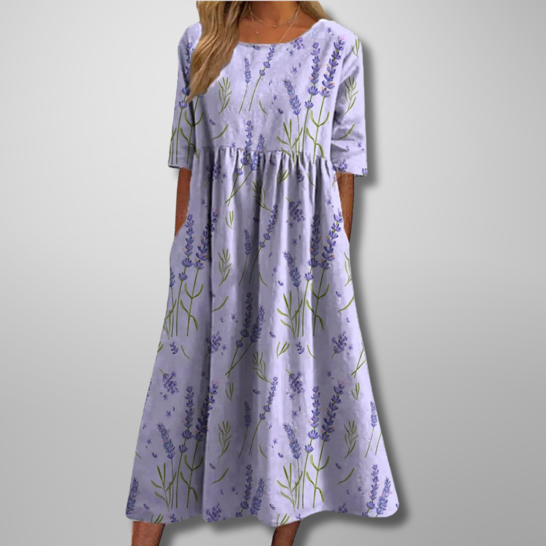 Damen Kleid | Rundhals Bedruckt Midi