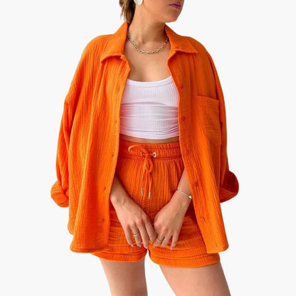 Damen-Dreiteiler | Bluse Top und Shorts