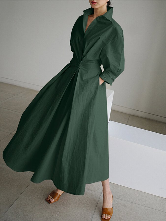 Damen Kleid | Kragen A-Linie Maxi