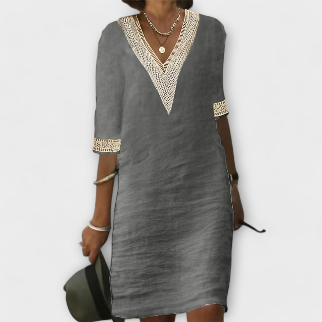 Damen Kleid | V-Ausschnitt Sommer 3/4-Arm