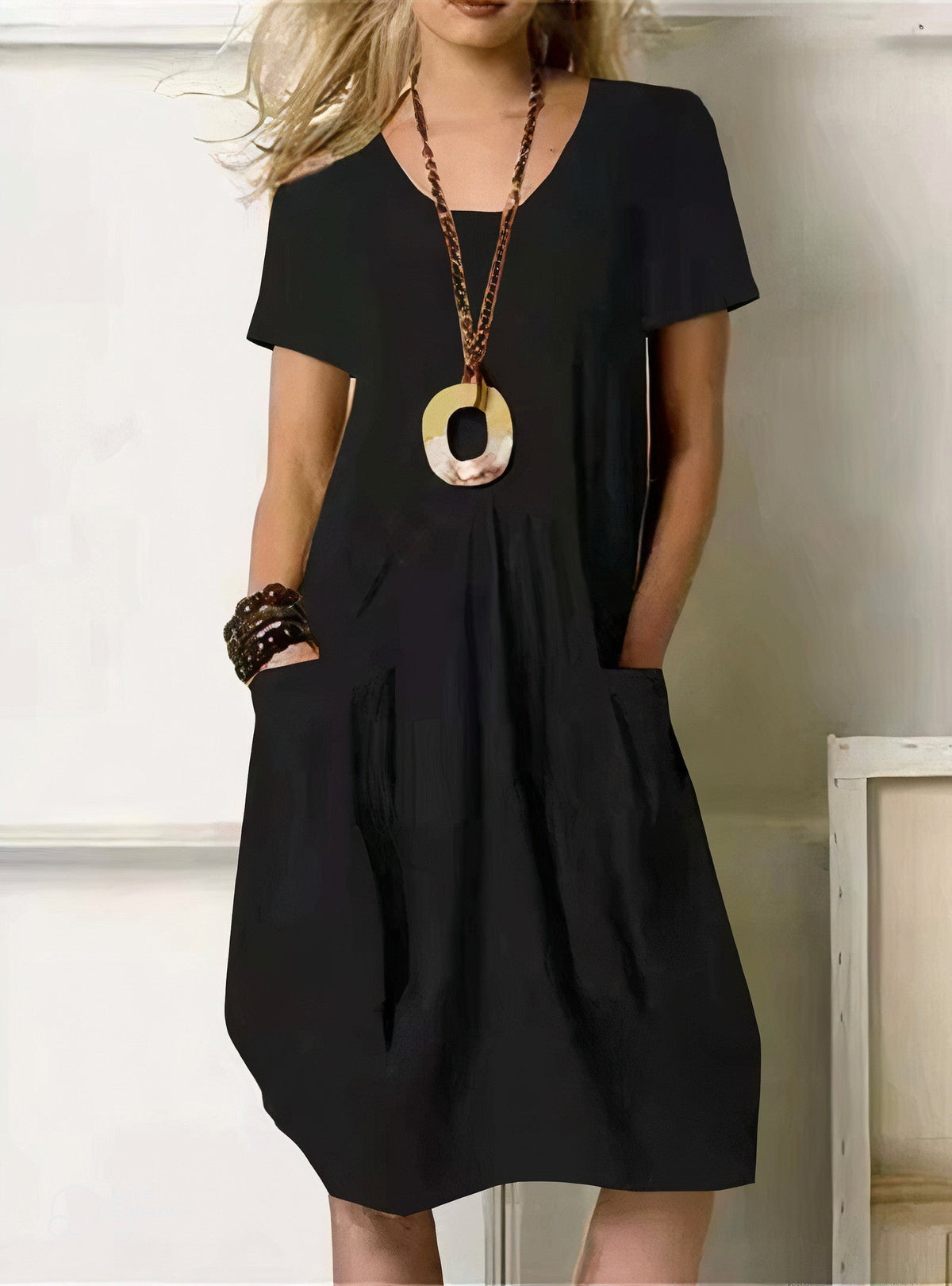 Damen Kleid | V-Ausschnitt Taschen