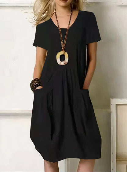 Damen Kleid | V-Ausschnitt Taschen