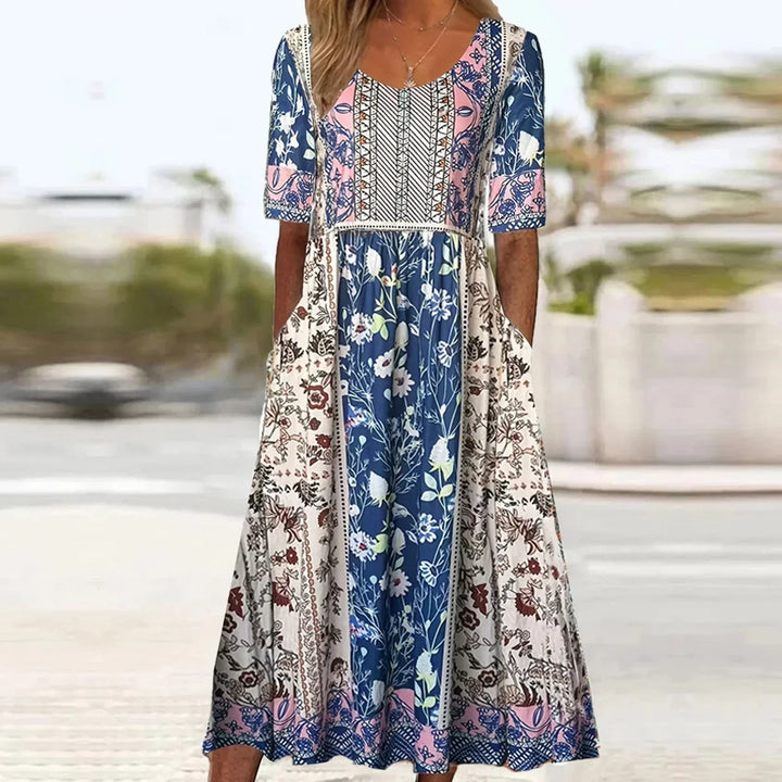 Damen Kleid | Bohemian Print Midi