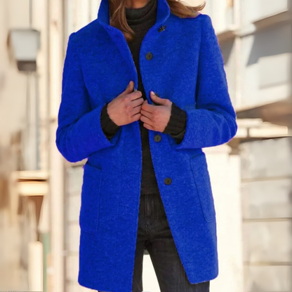 Damen Klassischer Wintermantel | Stehkragen Knopfdesign