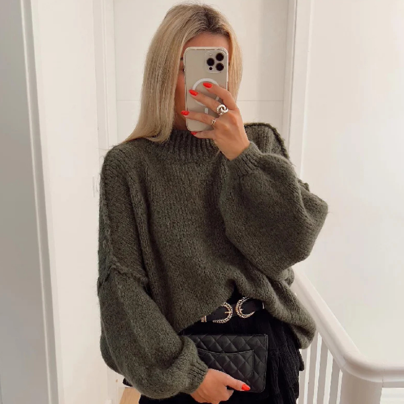 Pullover Damen Oversize | Leichter Stehkragen