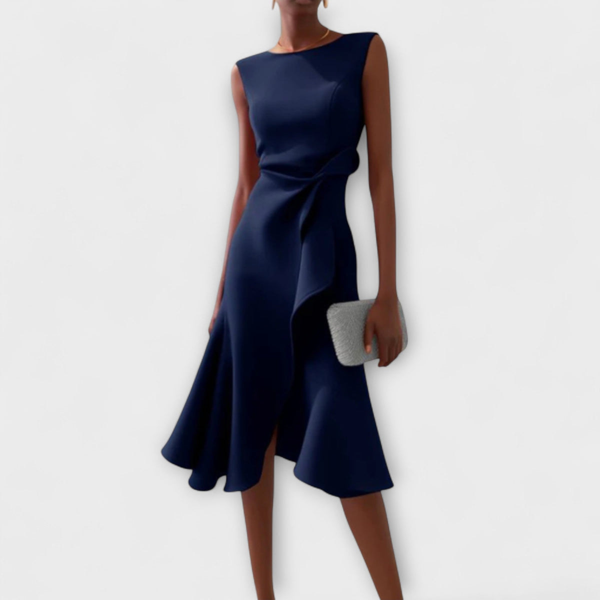 Damen Kleid | Ärmellos Drapiert Midi