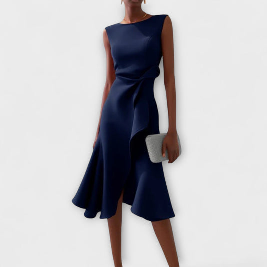 Damen Kleid | Ärmellos Drapiert Midi