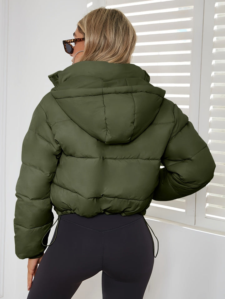Damen Übergangsjacke Puffer Stil | Kurz Mit Kapuze