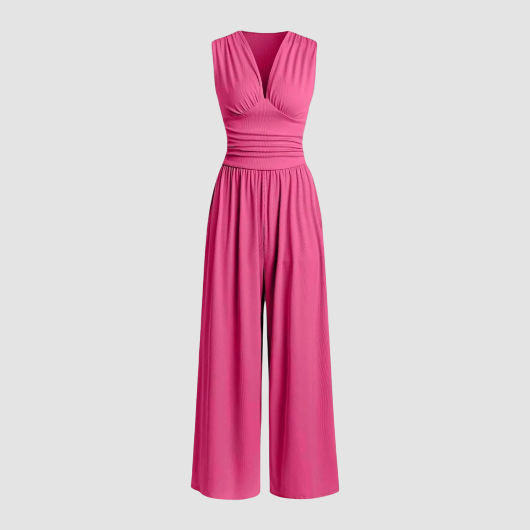 Damen Jumpsuit | V-Ausschnitt Weites Bein