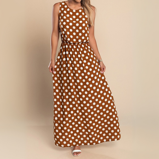 Damen Kleid | Punkte Rundhals Maxi