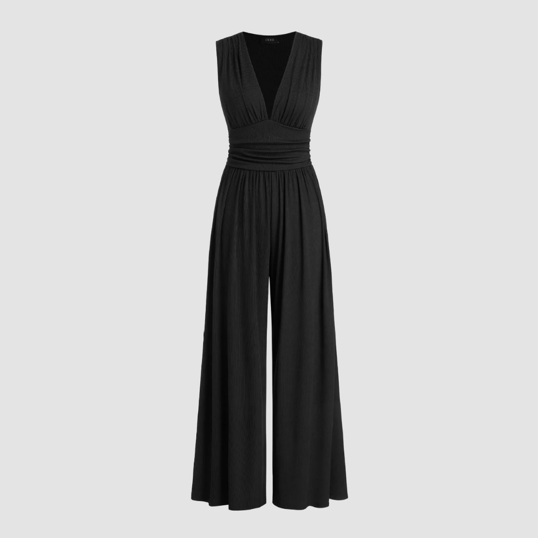 Damen Jumpsuit | V-Ausschnitt Weites Bein