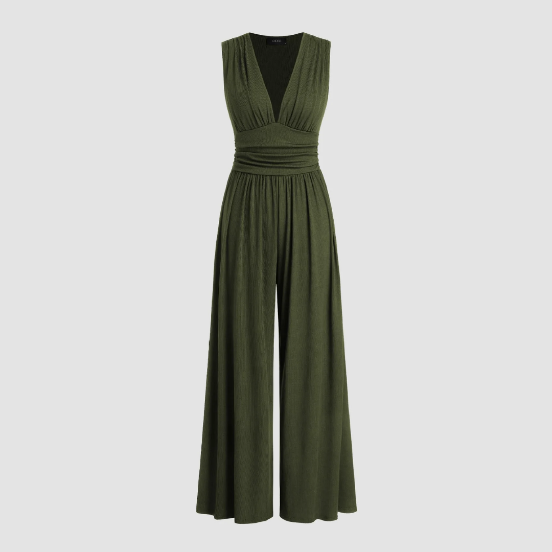 Damen Jumpsuit | V-Ausschnitt Weites Bein