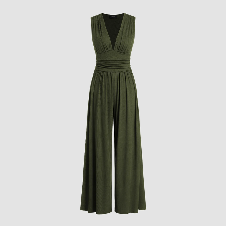 Damen Jumpsuit | V-Ausschnitt Weites Bein