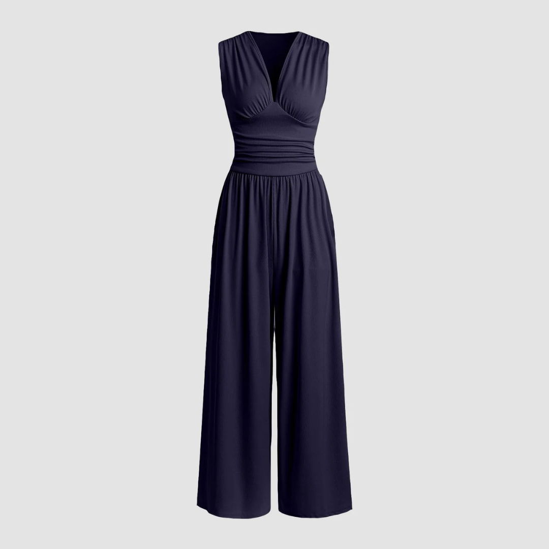 Damen Jumpsuit | V-Ausschnitt Weites Bein