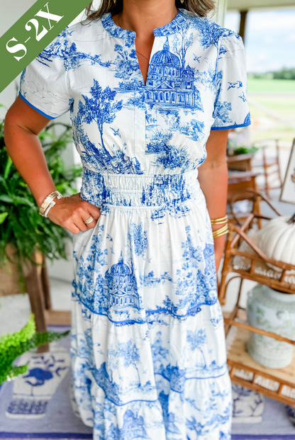 Damen Kleid | Klassische Toile Muster Maxi