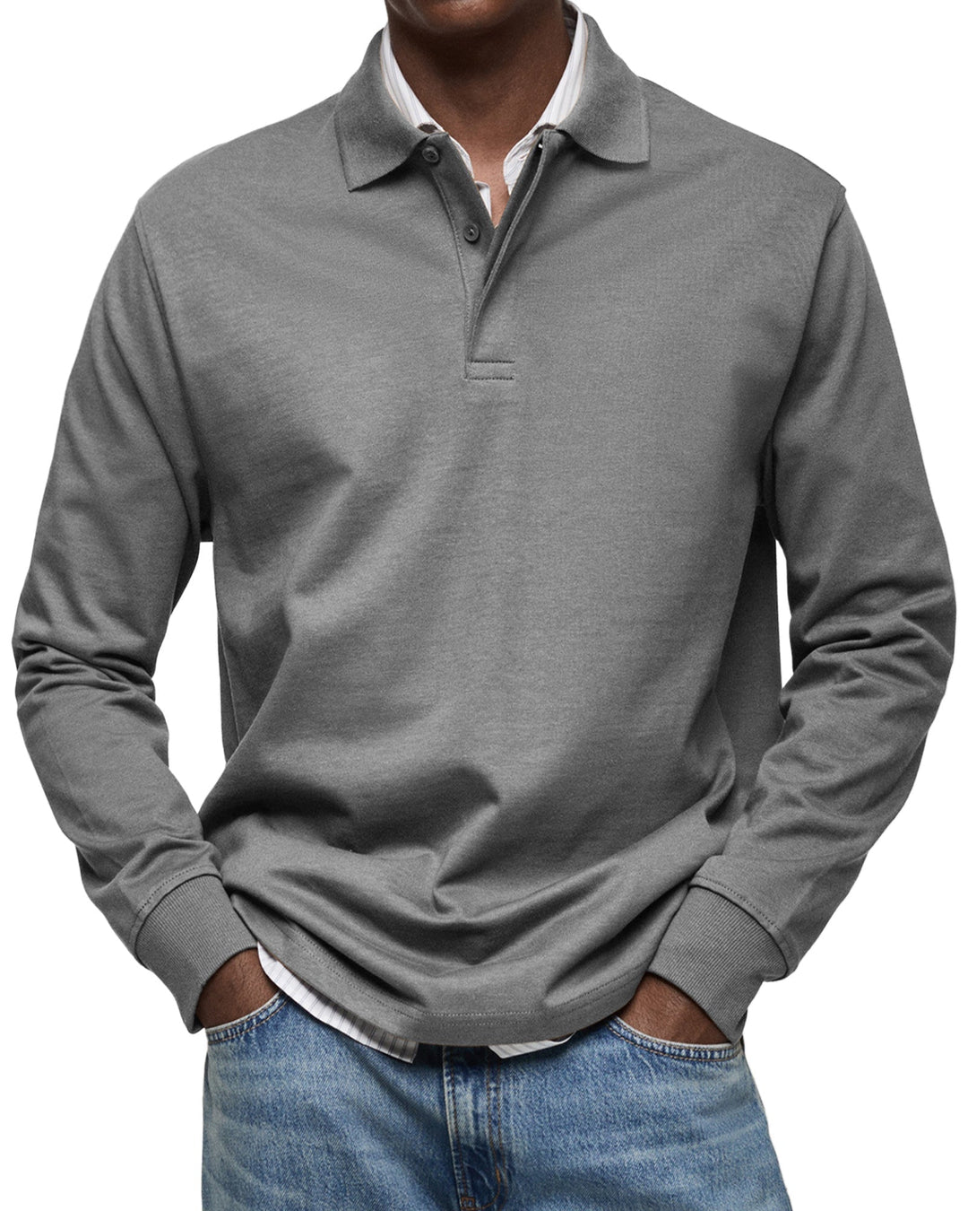 Herren Poloshirt | Langarm Knopfleiste Kragen
