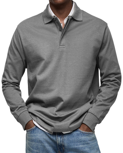Herren Poloshirt | Langarm Knopfleiste Kragen