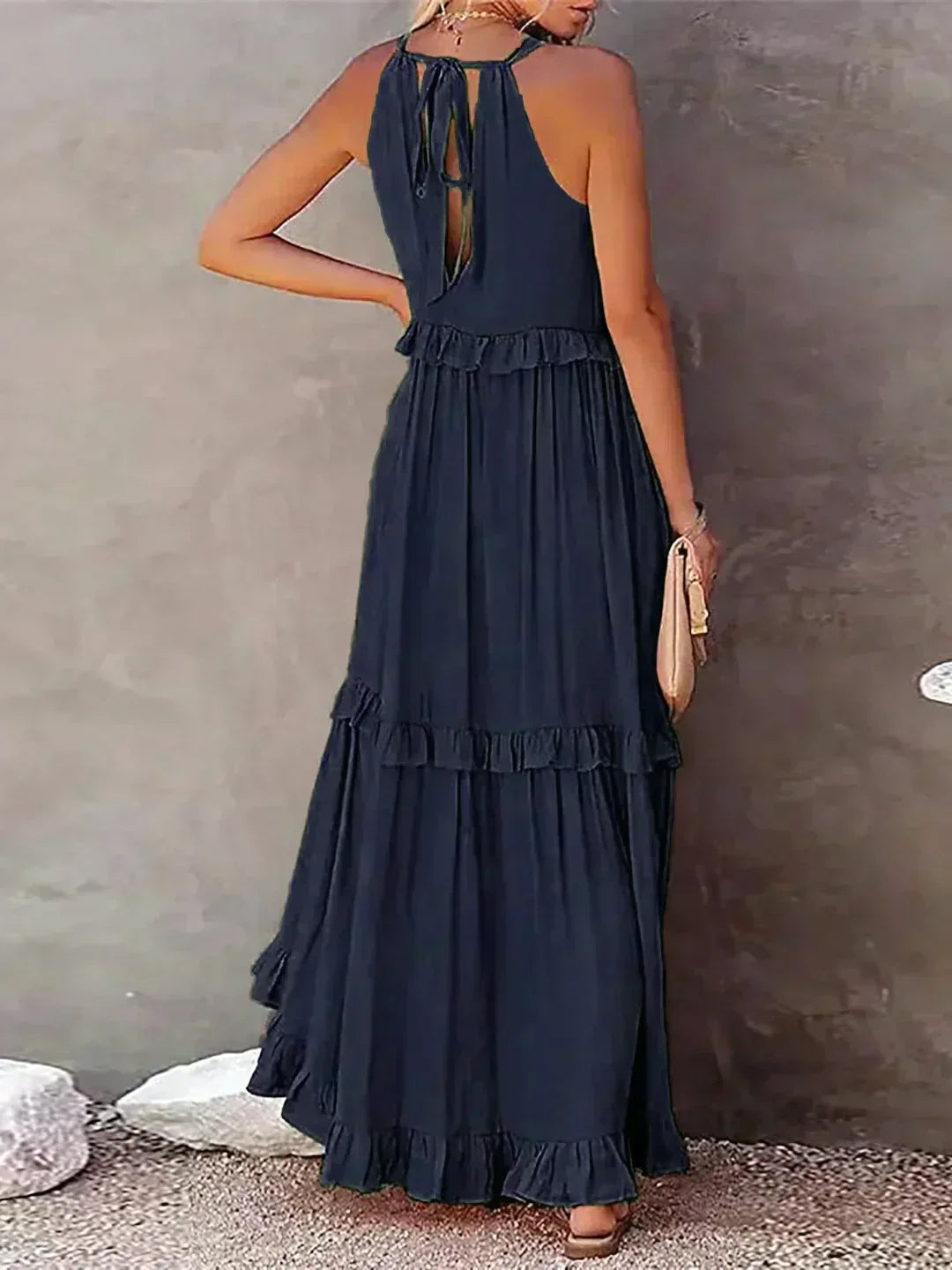 Damen Kleid | Halter Rüschen Maxi
