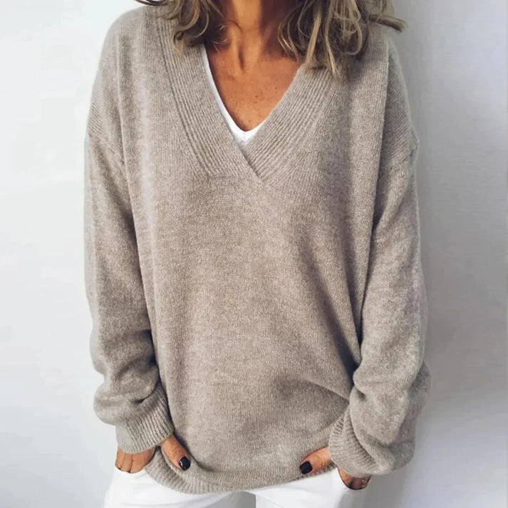 Pullover Damen Strick | V-Ausschnitt Mit Langen Ärmeln
