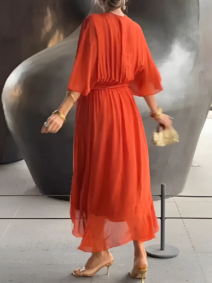 Damen Kleid | Wickel Bindegürtel Midi