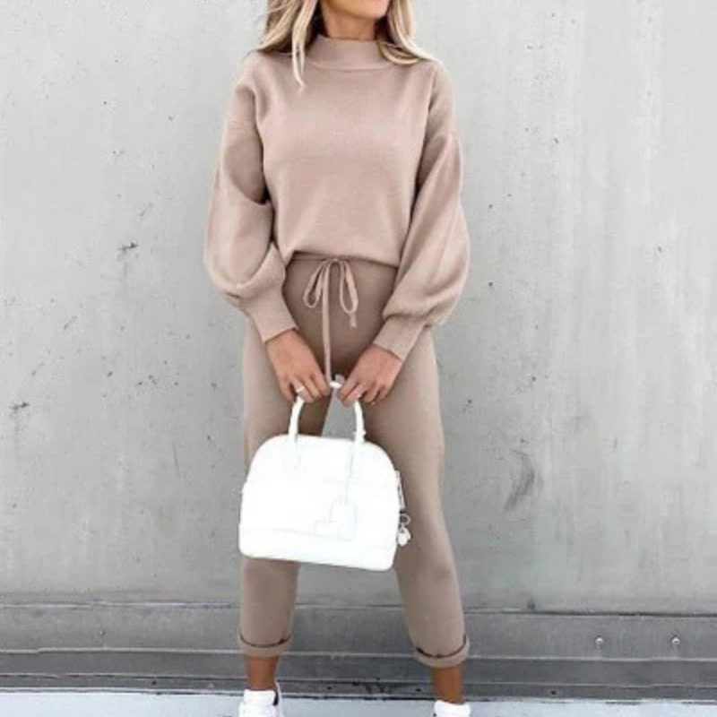 Pullover Damen Und Hosen Set | Lockere Passform Mit Rollkragen