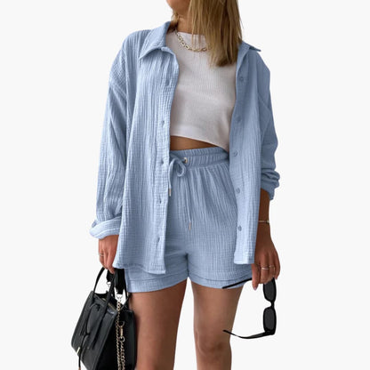 Damen-Dreiteiler | Bluse Top und Shorts