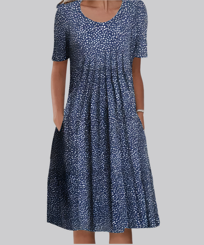 Damen Kleid | Blumenmuster Rundhals