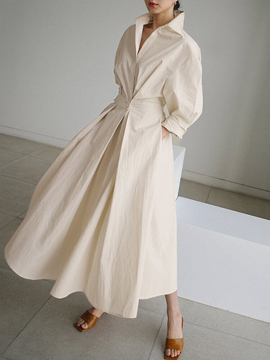 Damen Kleid | Kragen A-Linie Maxi