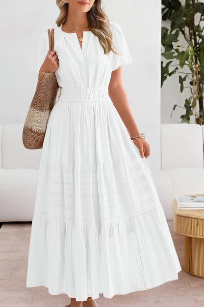 Damen Kleid | V-Ausschnitt Kurzarm A-Linie