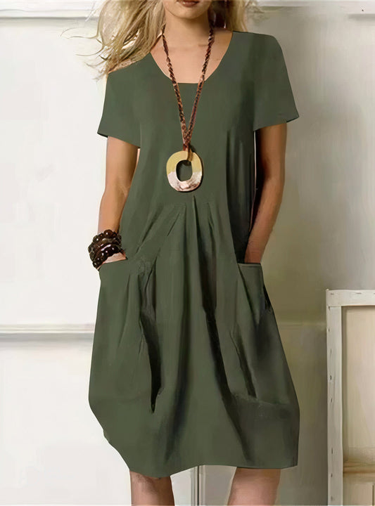 Damen Kleid | V-Ausschnitt Taschen