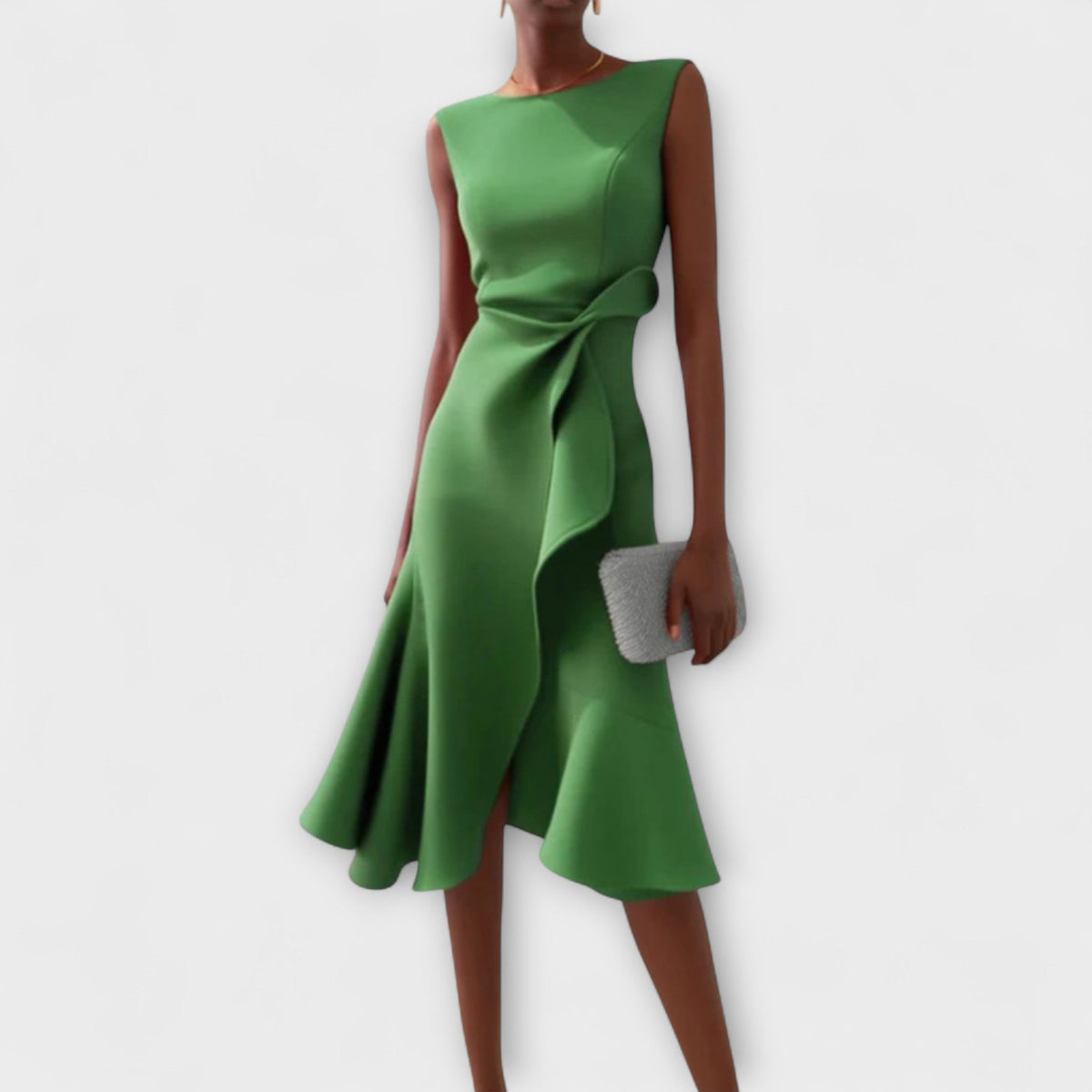 Damen Kleid | Ärmellos Drapiert Midi